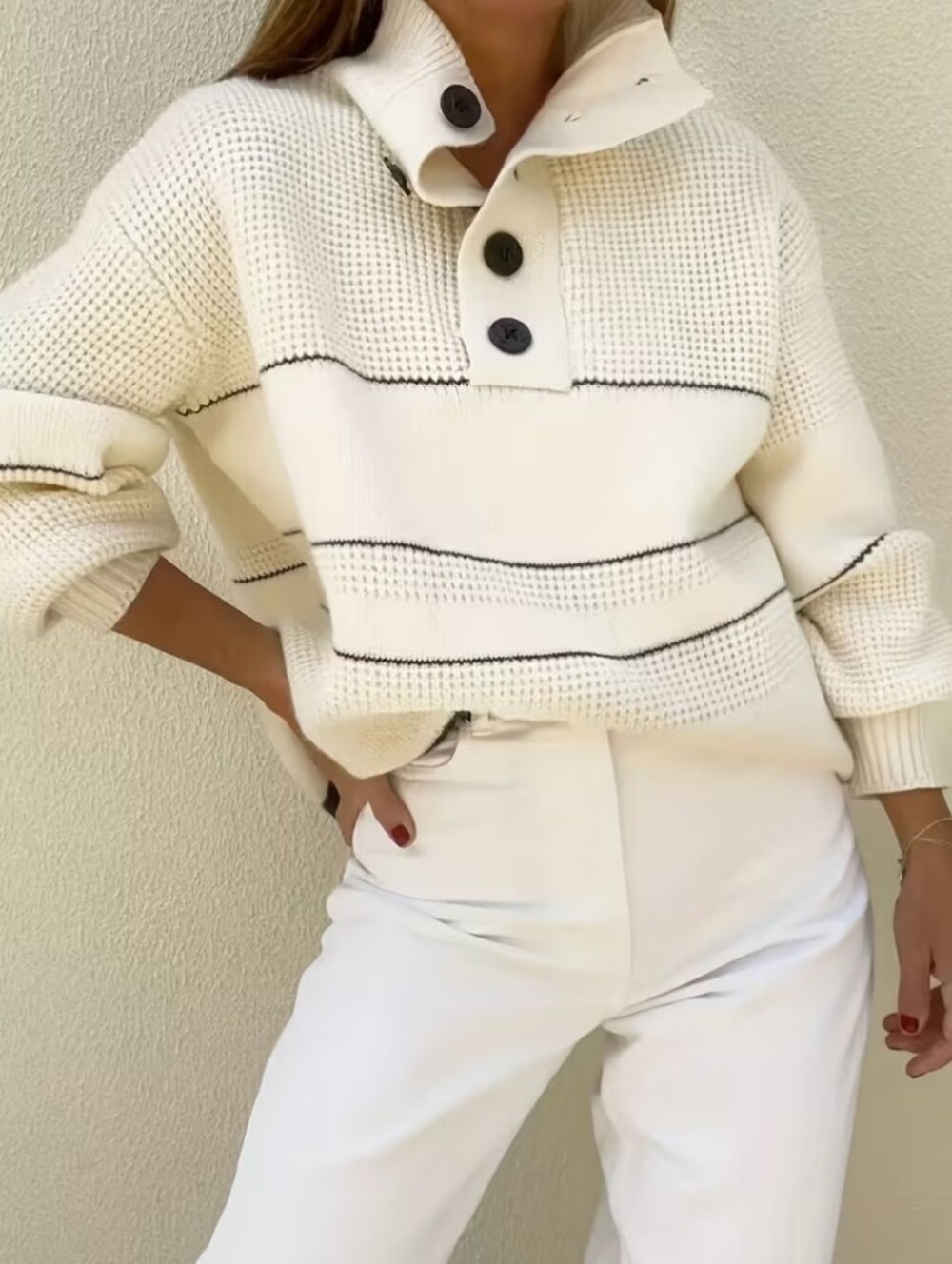 Women's Loose Striped Turtleneck Long-sleeved Sweater with A High-end Feel
